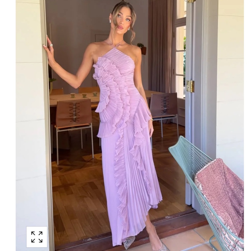 Chic One-Shoulder Lilac Ruffle Dress
